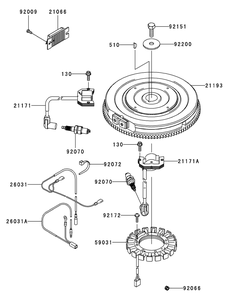 Kawasaki Fxt00v-Bs04 Electric Equipment Diagram and Parts List for S7237-KW 53CI8DU8050-37HP Cub Cadet Lawn Tractor